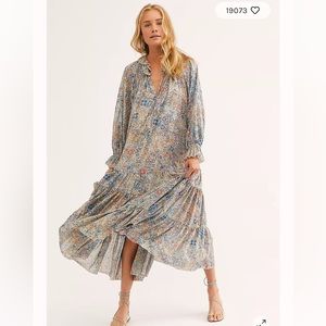 FREE PEOPLE FEELING GROOVEY MAXI DRESS SIZE M RETAIL 168.00 on site full price.